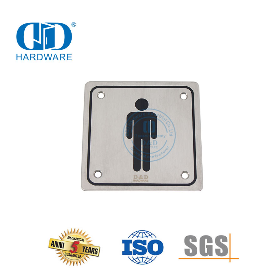 Edelstahl-Feuer-Signatur-Hängetafel-Schild, männliches Badezimmer-WC-Schild-DDSP001