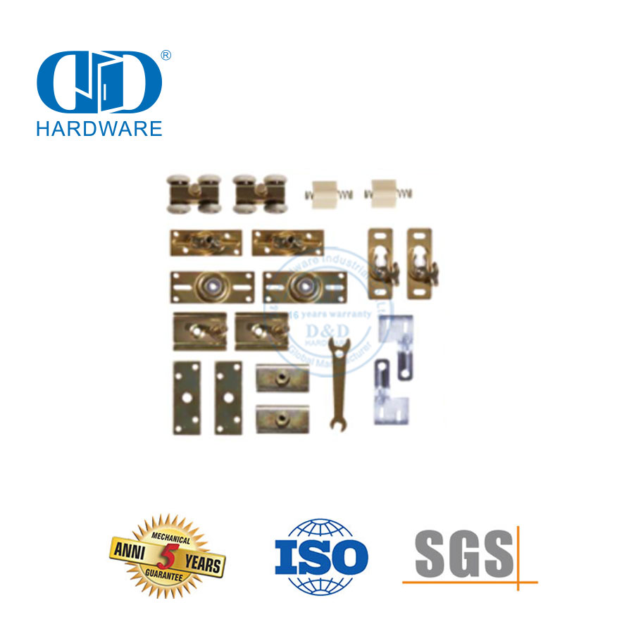 Hochwertiges Edelstahl-Schiebe-Falttür-Set, Türsystem-Hardware, Bypass-Scheunentor-Hardware-DDBD071