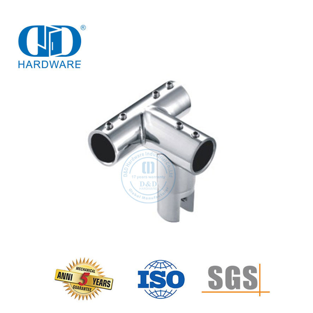Hardware Manufacture Edelstahl 90 Grad 3-Wege-T-Schienenverbinder Kommerzielles Duschkabinensystem-DDSC041