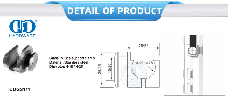 Edelstahl-Glas-Hardware, Badezimmer-Zubehör, Bau-Hardware, Hängerolle für Schiebetür-DDGS111