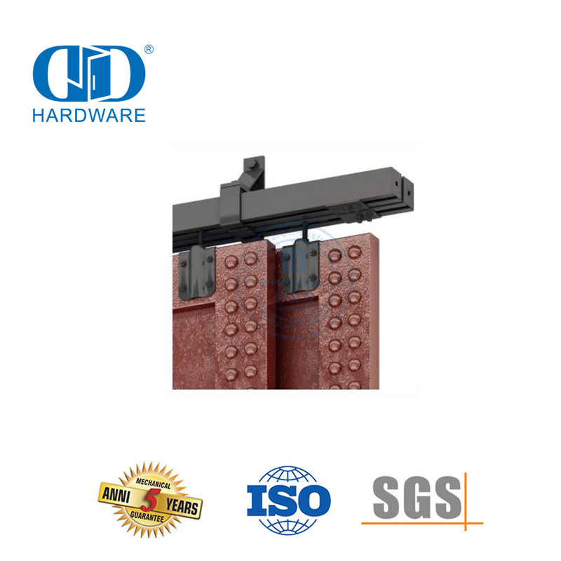 Hochleistungs-Doppelschiebetürbeschläge aus Edelstahl, Schwarz, Bypass-Scheunentorbeschläge, Apartment-Kit-DDBD041