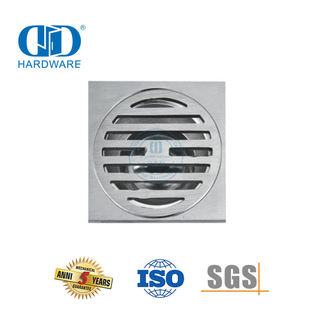 Hochsicherheits-Edelstahl-Quadratbodenablauf-Badezimmer-Duschablauf-Badezimmer-Hardware für Glastür-DDFD0011