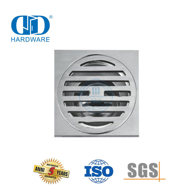 Hochsicherheits-Edelstahl-Quadratbodenablauf-Badezimmer-Duschablauf-Badezimmer-Hardware für Glastür-DDFD0011