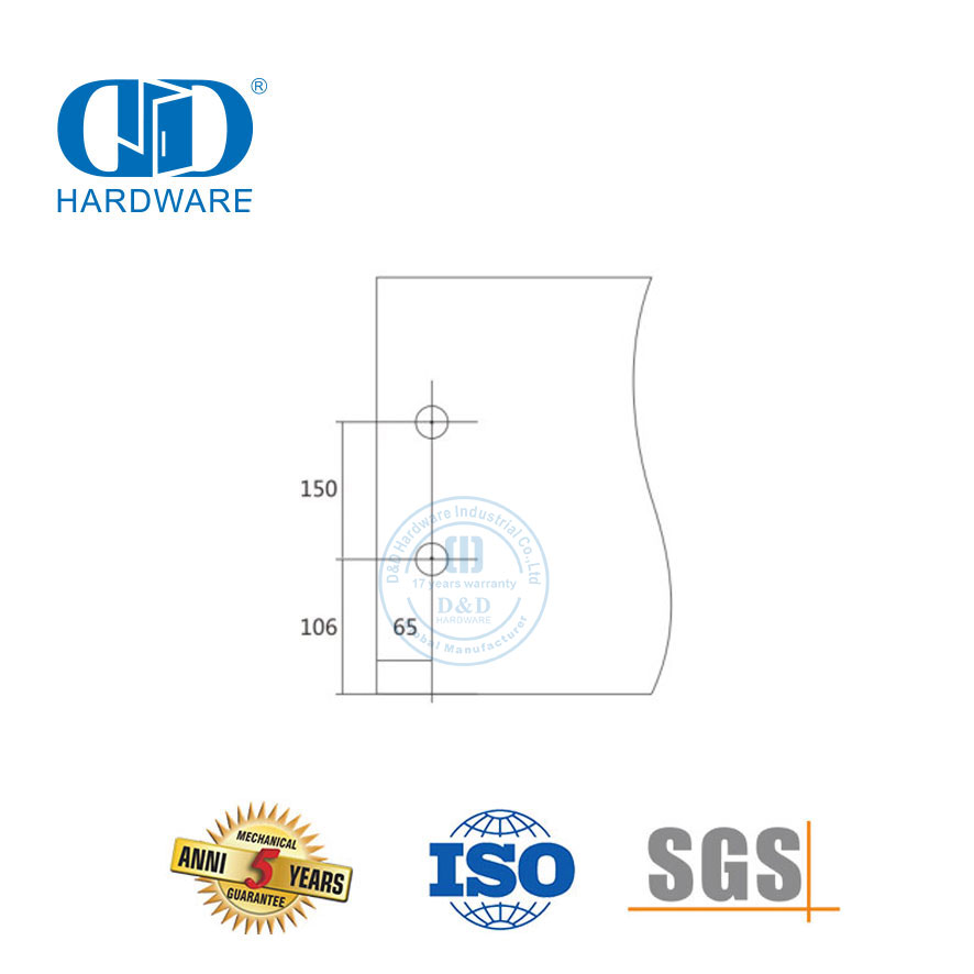 Edelstahl-Schiebetür-Hardware-Patchbeschlag, drehbarer Glasbeschlag für Eingangs-Glastür-DDGP002