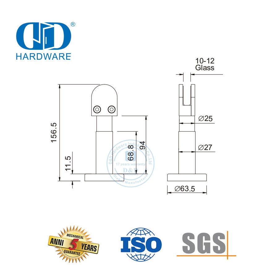 Edelstahl-Hardware-Zubehör, Chrom-Duschglas-Clip, Patch-Befestigung, Glasverbinder, untere Klemme für Toiletten – DDWC004