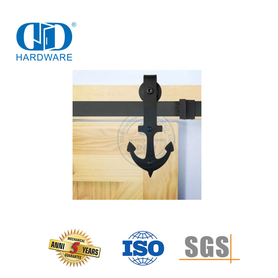 Modernes Design aus Edelstahl, schwarzes Türschloss-Set, Schiebe-Scheunentor-Hardware, Tür-Hardware-Schienen-Set-DDBD011