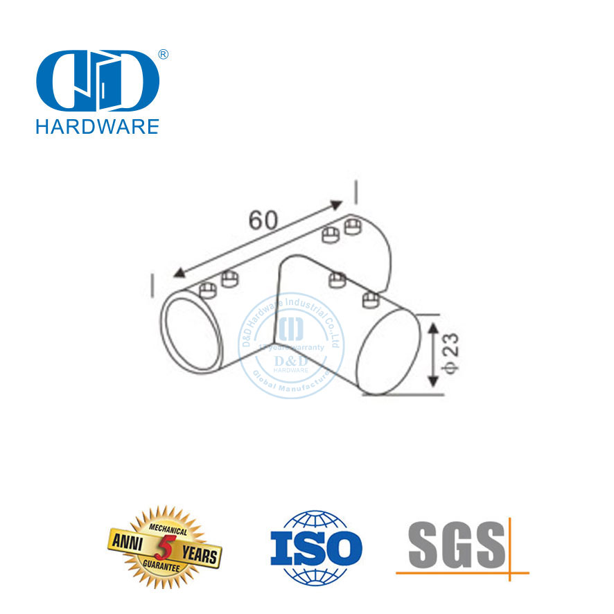 Edelstahl-Rundrohrverbinder, kommerzielles Duschkabinensystem, Glasplatten-Halterungsverbinder-DDSC036