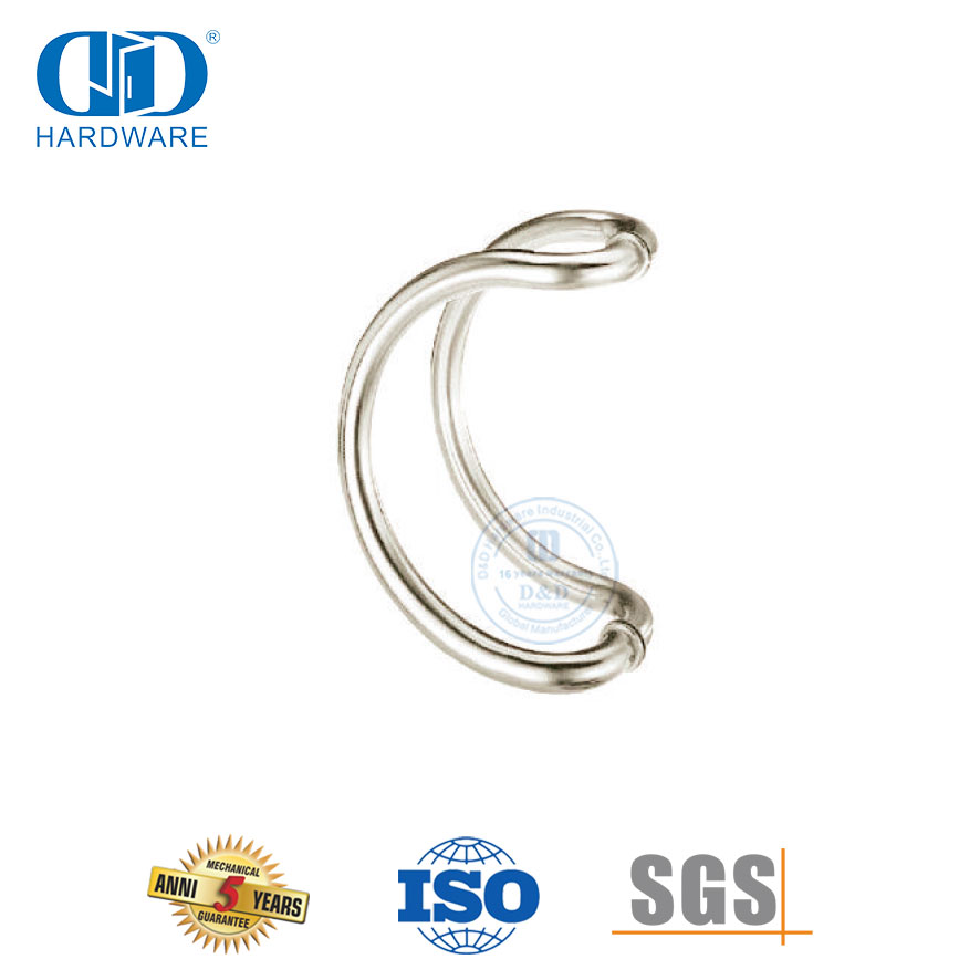 Edelstahl-Silber-D-Typ-Rücken-an-Rücken-Zuggriff für Haupttürbeschläge aus Glas-DDPH006