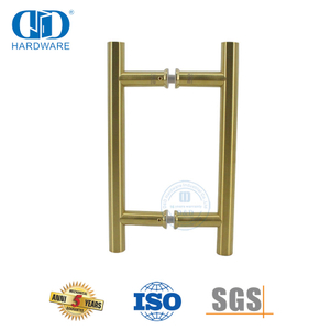 Satinierter Messing-Finish, H-förmiger Edelstahl-Rohr-Druck-Türgriff für Badezimmer-DDPH001-A Φ22-SB