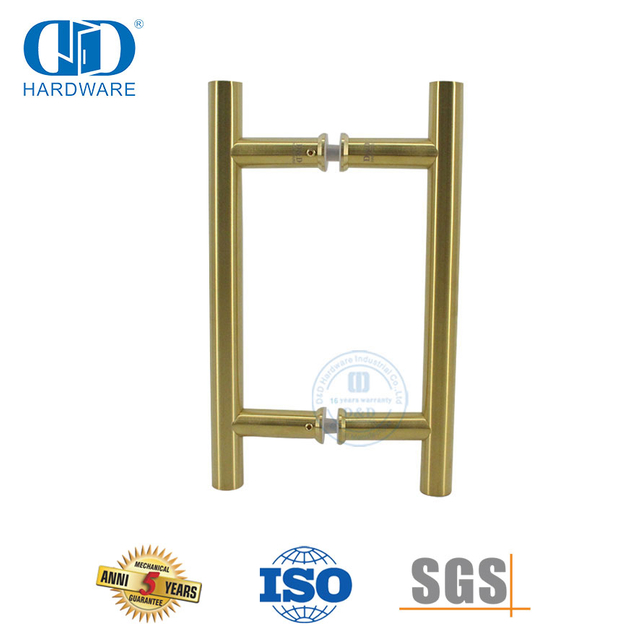 Satinierter Messing-Finish, H-förmiger Edelstahl-Rohr-Druck-Türgriff für Badezimmer-DDPH001-A Φ22-SB