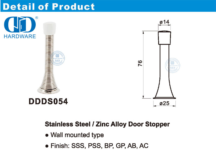 Türstopper aus Zinklegierung, Edelstahl mit Metalltür-DDDS054