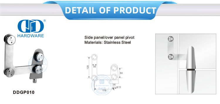 Edelstahl-Glasmontage-Glasverbinder, passend für Seitenwand, Piovt-Glas-Hardware-DDGP010