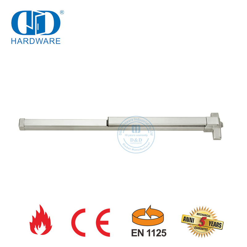 CE-UL-gelisteter, feuerbeständiger Edelstahl-Hebelgriff mit Druckstange, Panikausgangsbeschläge für Holztüren-DDPD025-CE