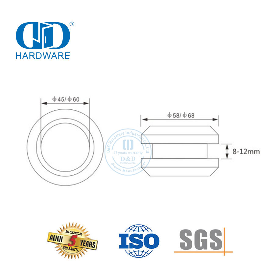 Möbelzubehör Edelstahl-Griffknopf, Glasbeschläge, Aluminium-Durchgangsloch-Schalengriff-DDSK015