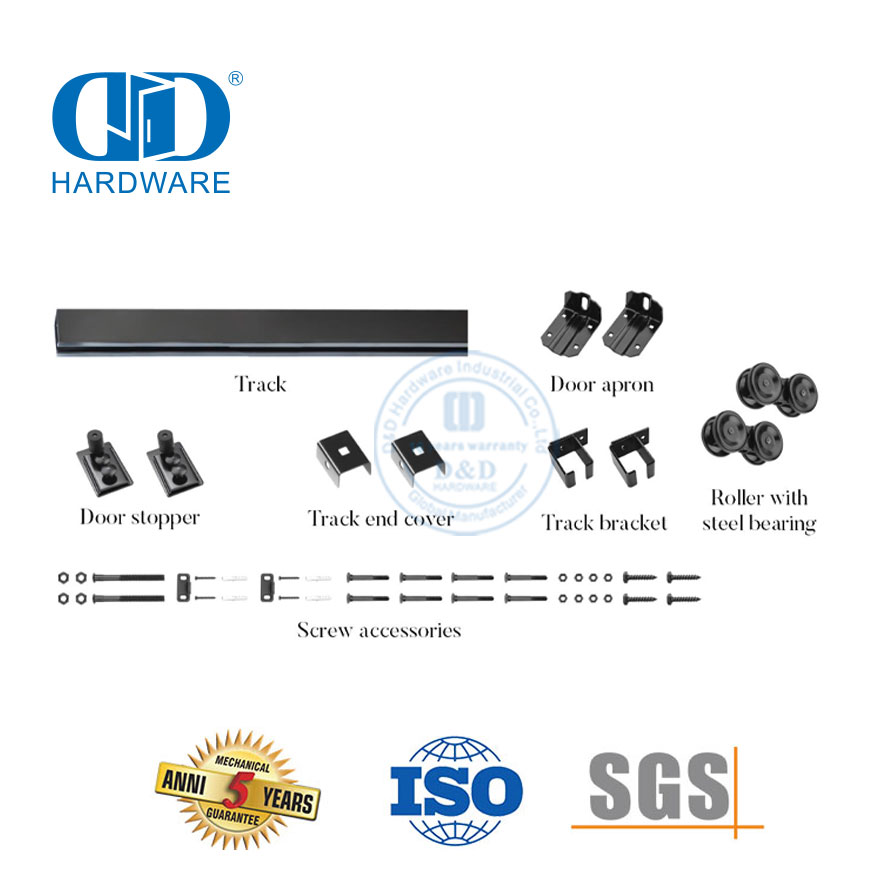 Edelstahl-Hochleistungs-Einspur-Bypass-Scheunentor-Hardware mit großen Speichenrädern, Schiebe-Scheunentor-Hardware, Bypass-Scheunentor-Hardware-DDBD037