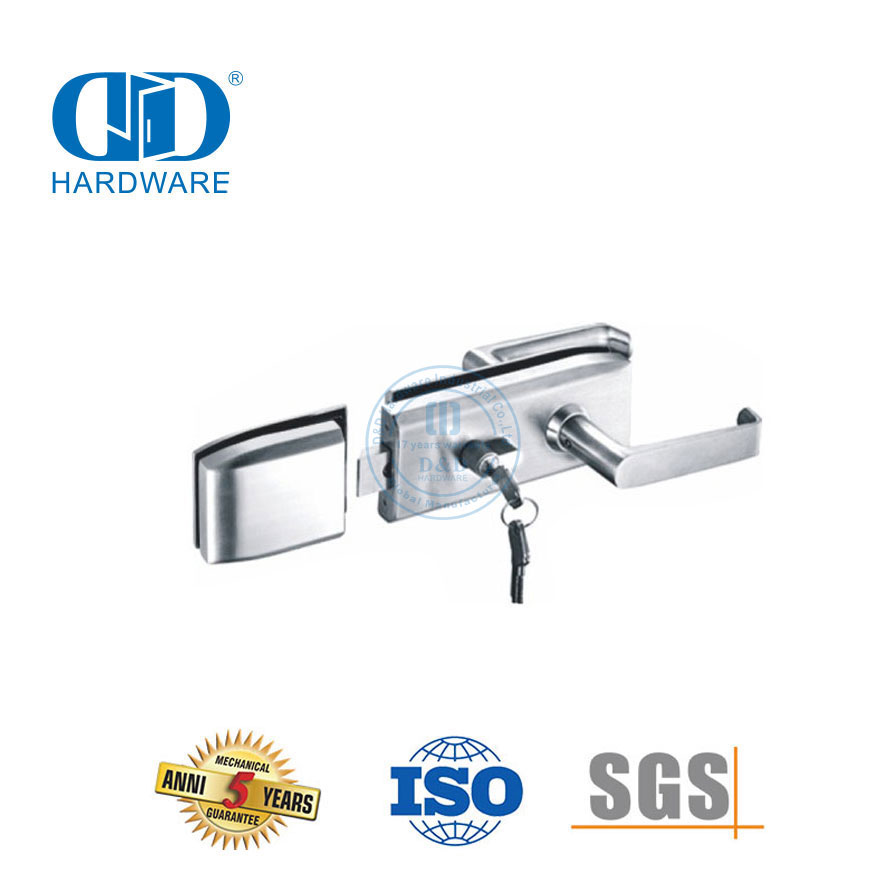 Hochsicheres Edelstahl-Glasbeschlag-Patch-Hardware-Türschloss-Set, Griffschloss für Büro, Schule, DDGL002