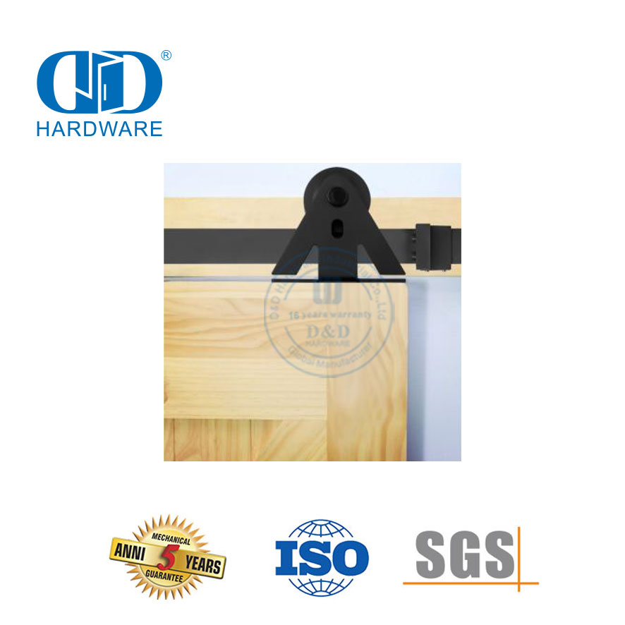 Scheunentorbeschläge aus Edelstahl für den Außenbereich, schwarze Holzschiebetürbeschläge, Garagenbeschläge aus Stahl-DDBD019