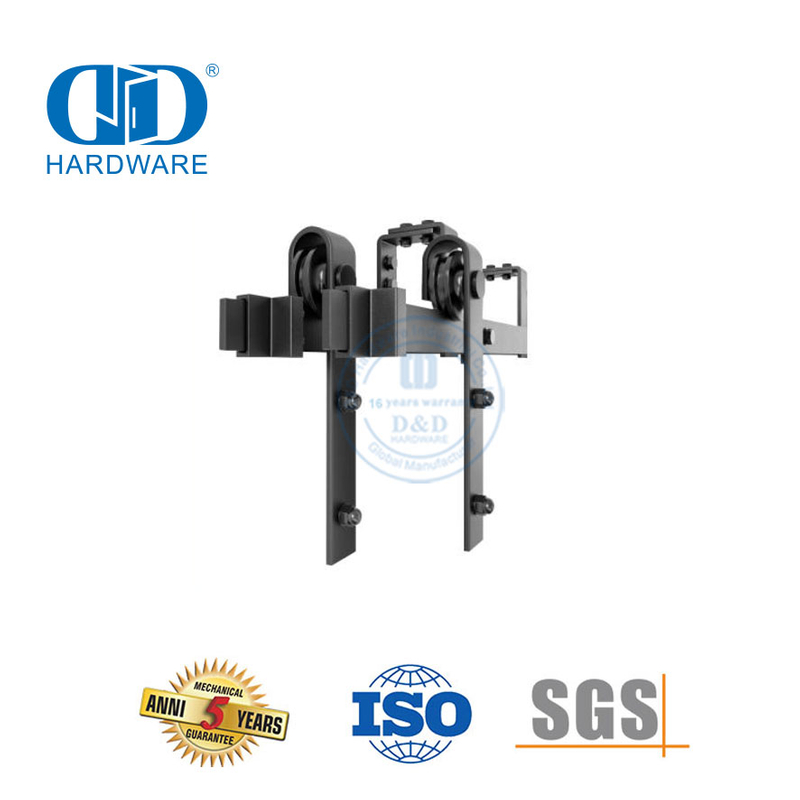 Edelstahl-versteckte Schiene, verdeckte, mattschwarze Holz-Schiebetür-Rollenset, Hardware-DDBD022