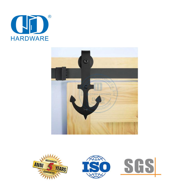 Modernes Design aus Edelstahl, schwarzes Türschloss-Set, Schiebe-Scheunentor-Hardware, Tür-Hardware-Schienen-Set-DDBD011
