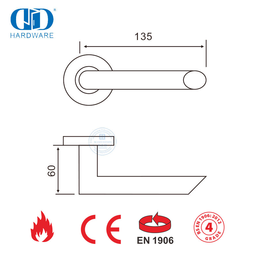 Neues Design Möbelbeschläge EN 1906 Hohlrohr-Hebelgriff-DDTH012-SSS