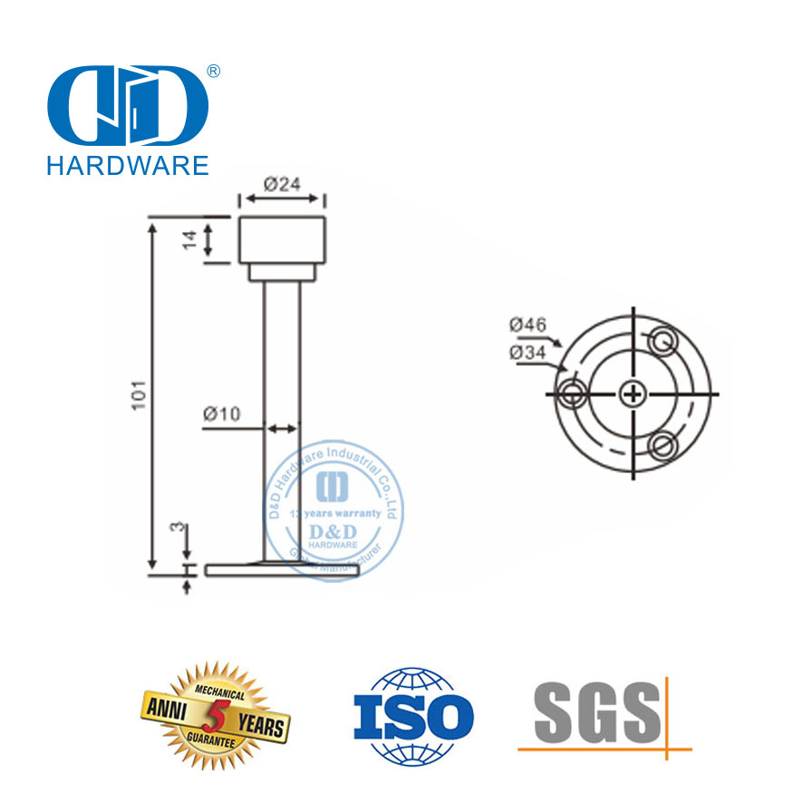 Türstopper aus Edelstahl für Hotelwohnungen und Gewerbe -DDDS018