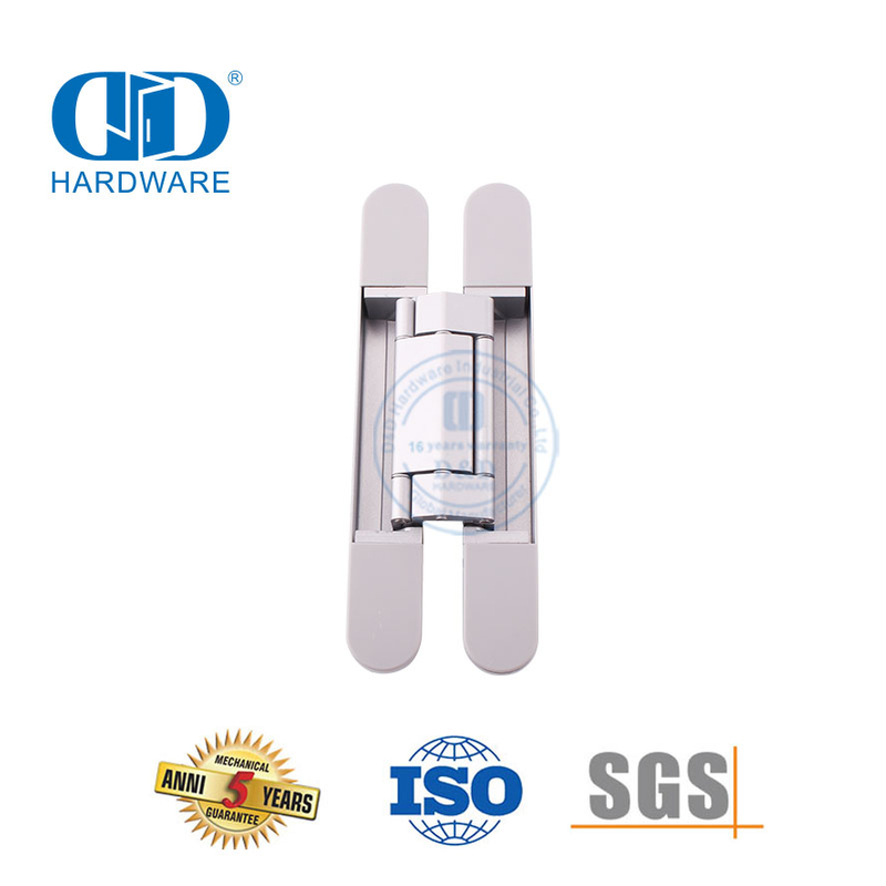 Architektonische Hardware-Beschläge, Zinklegierung, 3D-verdeckter, versteckter Drehpunkt, verstellbarer 180-Grad-Stoß, kommerzielles Innen-Metallscharnier-DDCH008-G120