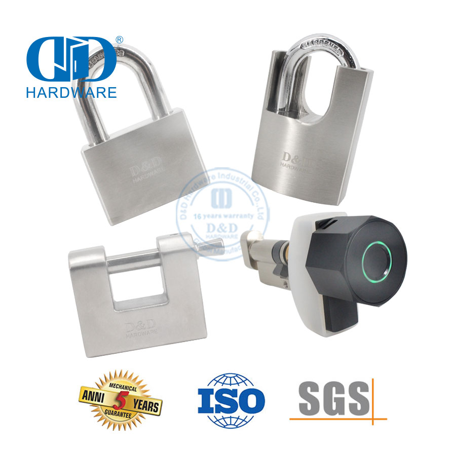 Maximale Sicherheit, Edelstahl, Messing, Diebstahlschutz, hitzebeständig, Fingerabdruck, biometrische USB-Aufladung, Holz-Stahltür-Vorhängeschloss-DDPL0013-50 mm