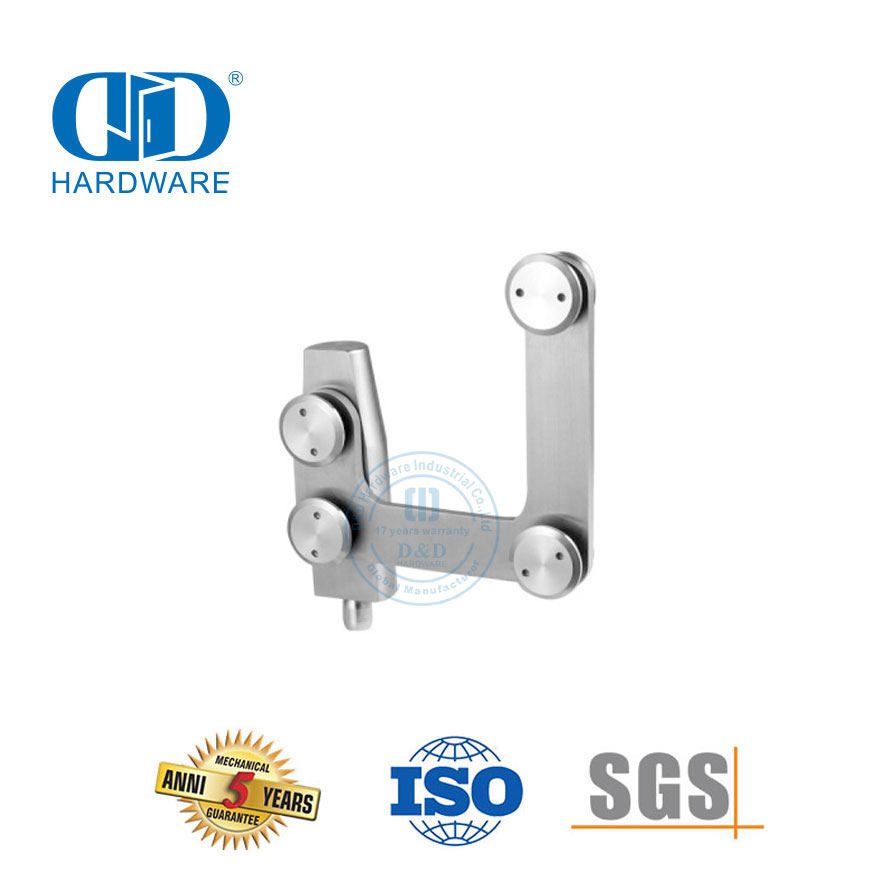 Edelstahl-Patchbeschlag, Drehbeschlag, geschwungener Verbinder, Pivot-Glasbeschlag-DDGP007