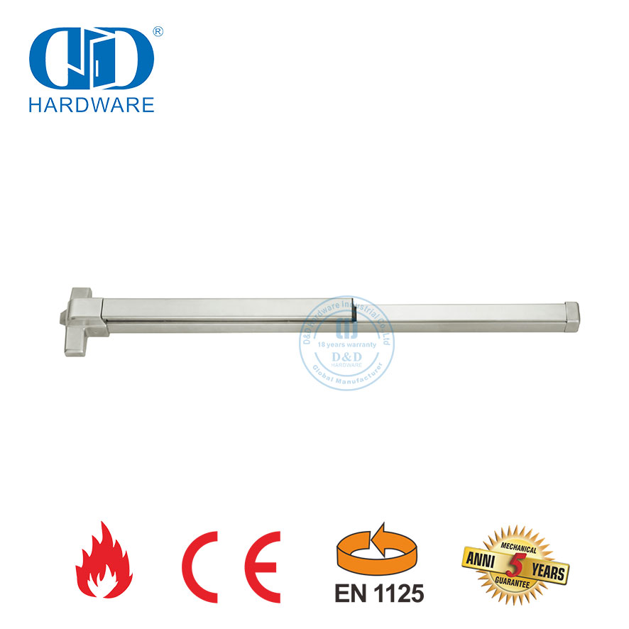 CE-UL-gelisteter, feuerbeständiger Edelstahl-Hebelgriff mit Druckstange, Panikausgangsbeschläge für Holztüren-DDPD025-CE