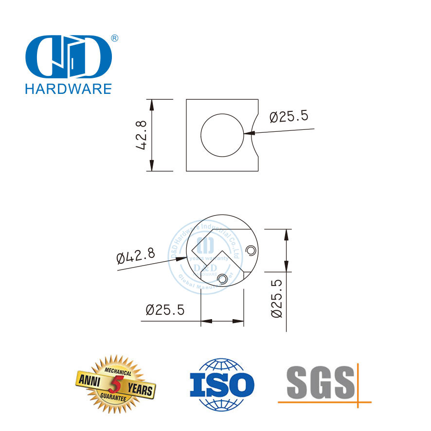 Edelstahl-Glas-Duschscharnierverbinder Wand-Eckverbinder Rohrverbinder-DDWC007