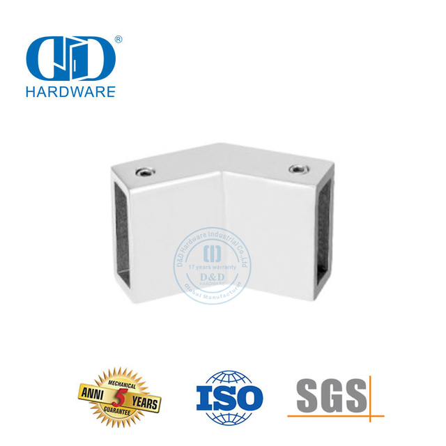Hochwertiger Vierkantrohr-Glasklemmverbinder aus Edelstahl für Badezimmerarmaturen-DDSC017