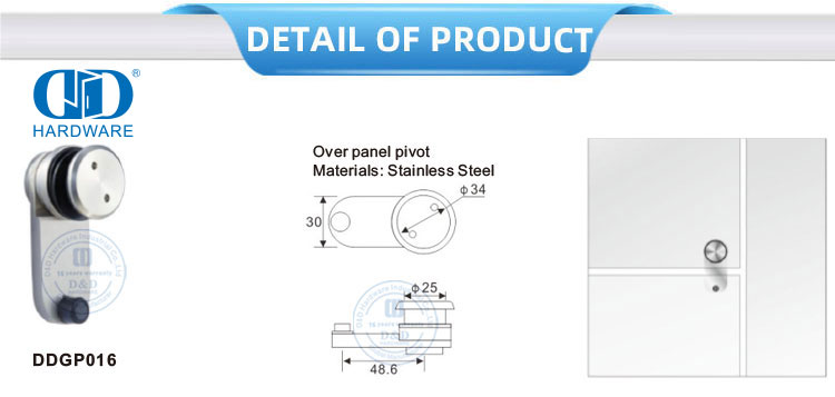 Hersteller von Glasbeschlägen, Edelstahl-Overpanel-Pivots, Patch-Fitting-Pivot-Schiebetür-Hardware-DDGP016