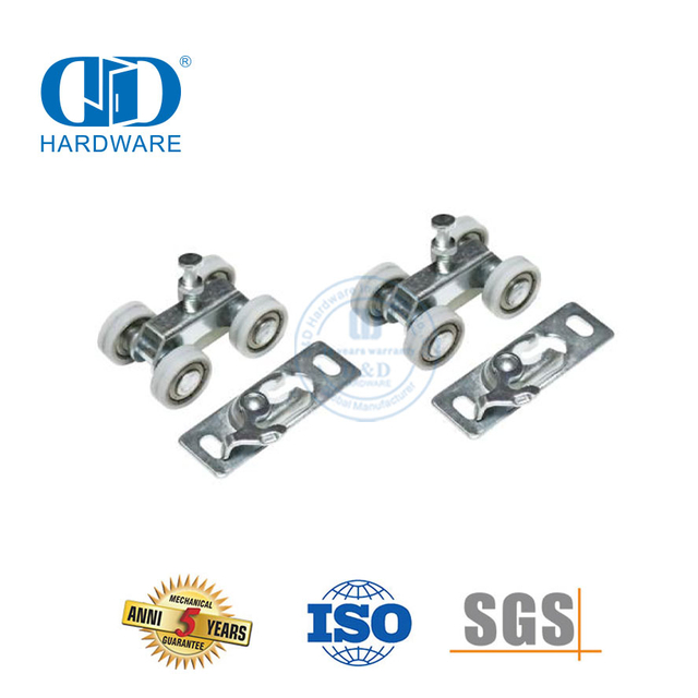Flache vierrädrige Roller-Scheunentor-Hardware aus Edelstahl, Bypass-Scheunentor-Hardware, Baubeschläge-DDBD055