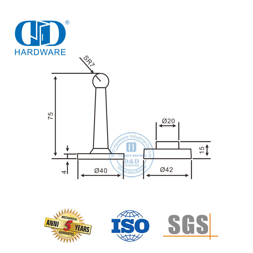Türstopper aus Zinklegierung für Holztüren-DDDS021