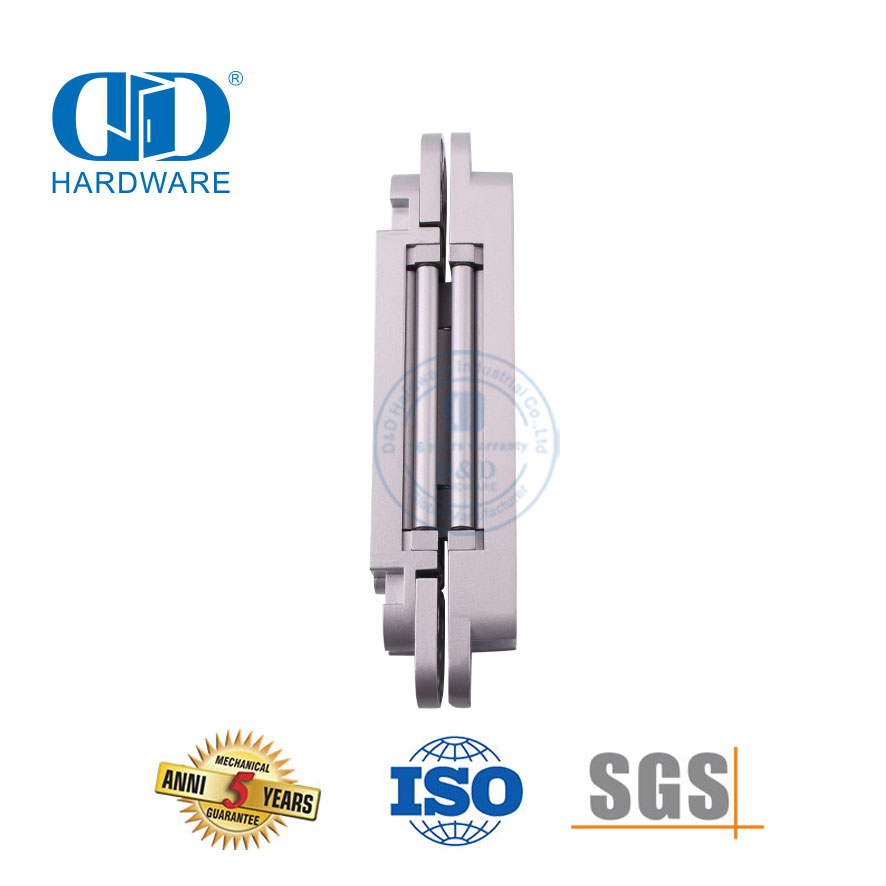 Architektonische Hardware-Beschläge, Zinklegierung, 3D-verdeckter, versteckter Drehpunkt, verstellbarer 180-Grad-Stoß, kommerzielles Innen-Metallscharnier-DDCH008-G120