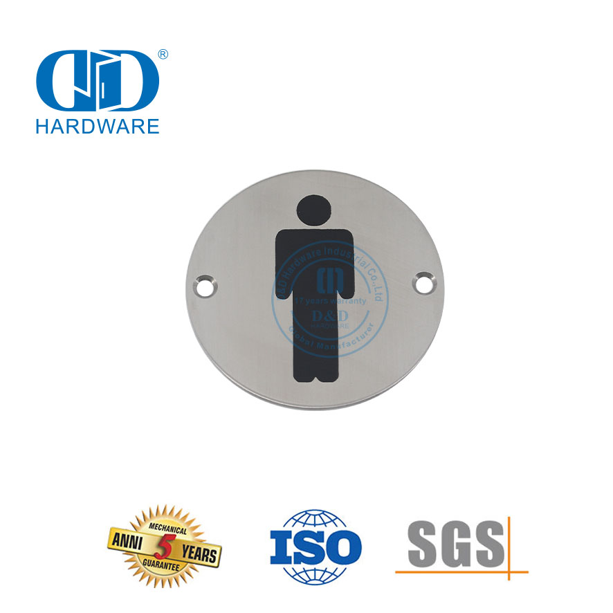 Edelstahl-Feuer-Signatur-Hängetafel-Schild, männliches Badezimmer-WC-Schild-DDSP001