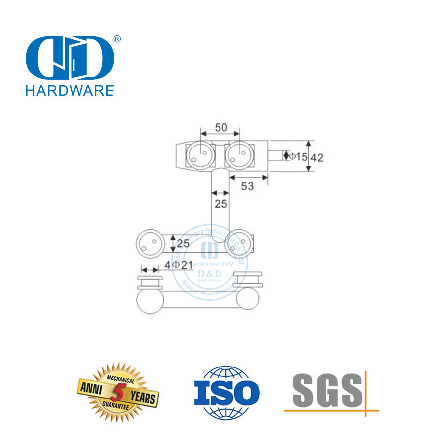 Edelstahl-Glastür-Pivot-Möbelzubehör Obere Pivot-Schiebetür-Hardware-DDGP006