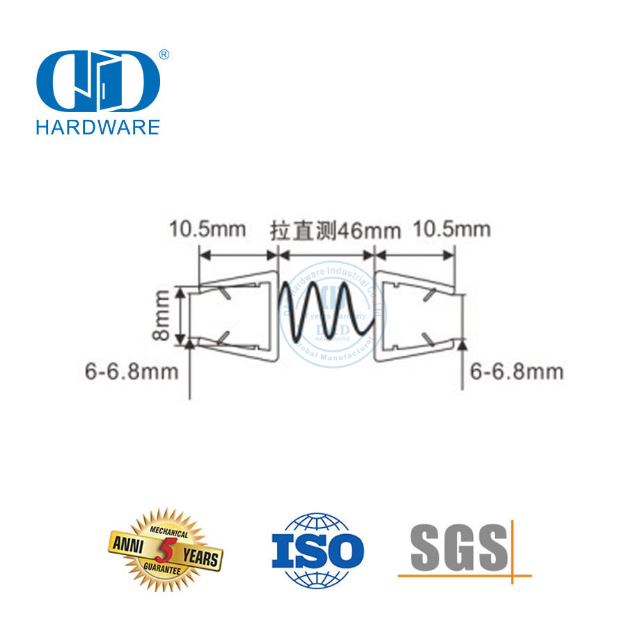 Gummi-Glastür-Zubehör, rahmenlose Glas-Duschtür, wasserdichter magnetischer Kunststoff-PVC-Dichtungsstreifen-DDWS010