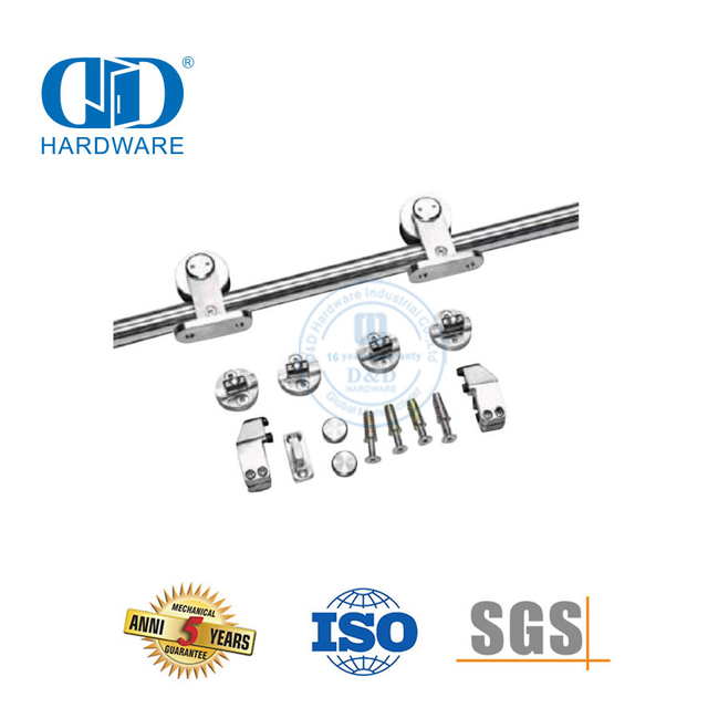 Industrielle Edelstahl-Hochleistungs-Glastür-Kits, Schiebe-Scheunentor-Hardware-Set-DDBD046
