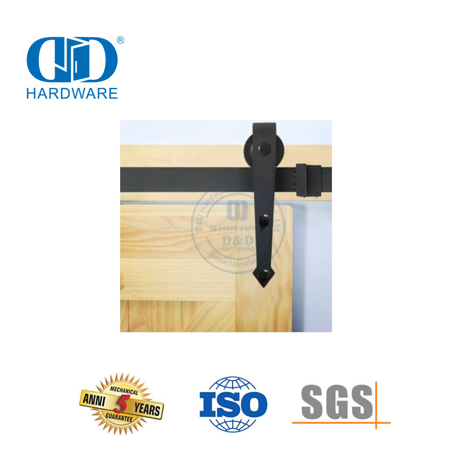 Maßgeschneidertes Edelstahl-Scheunentor-Hardware-Kit für den Innenbereich in Schwarz, Schienen-Garagentor-Hardware-Zubehör-DDBD017