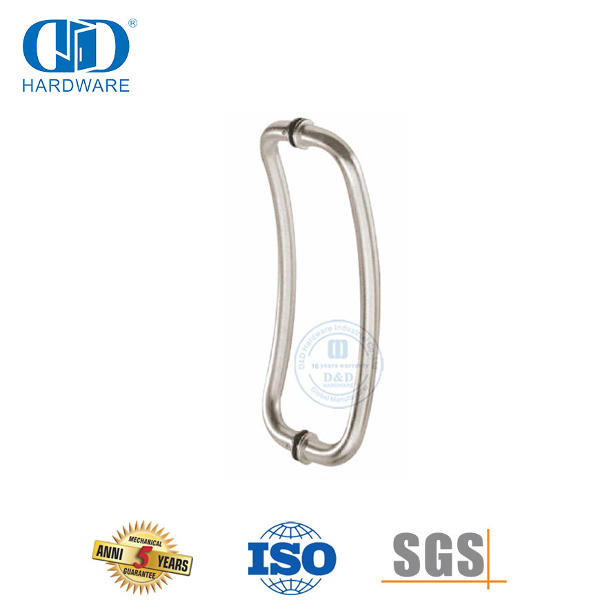 Halbmondförmige gebogene Glastürgriffe aus gebürstetem Nickel-Edelstahl-DDPH004