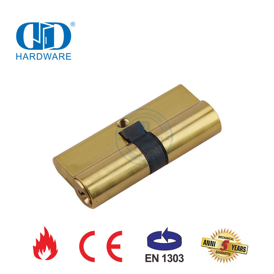 EN 1303 Polierter Messingspiegel Goldener doppelter offener Zylinder für Haus-DDLC003-70mm-PB