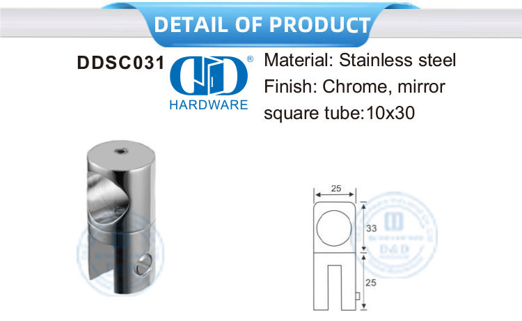Edelstahl-Duschkabinen-Trennwände, Duschraum, Glas-Befestigungsstange, Hardware-Beschläge, Eckverbinder-DDSC031