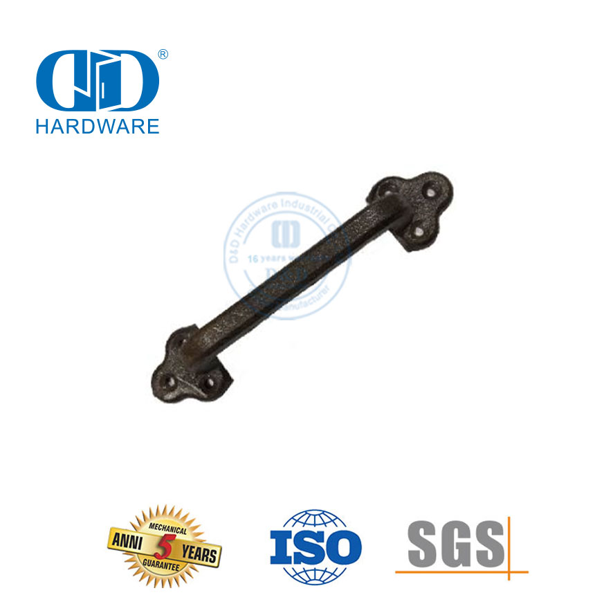 Edelstahl China Factory Schwarze Farbe Gusseisen gedrehter schmiedeeiserner Scheunentorgriff Doppelseitiger Türgriff-DDBD119