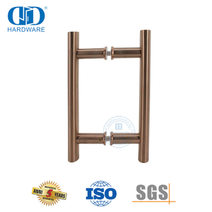 Büromöbel Roségold Rundrohr H-förmiger Edelstahl 201 Duschschiebetürgriff aus Glas-DDPH001-A Φ25-RG