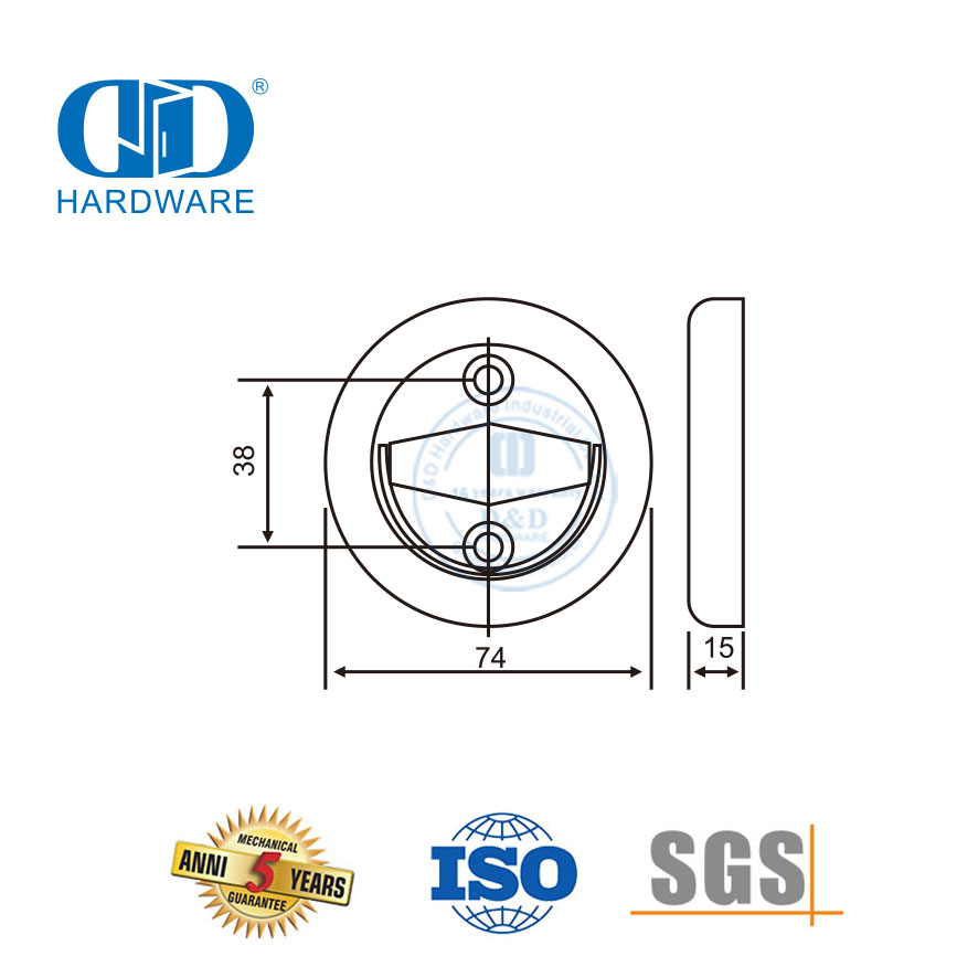 Hochwertiger, versteckter, versenkter Türgriff aus massivem Edelstahl mit bündigem Zugring-DDFH013
