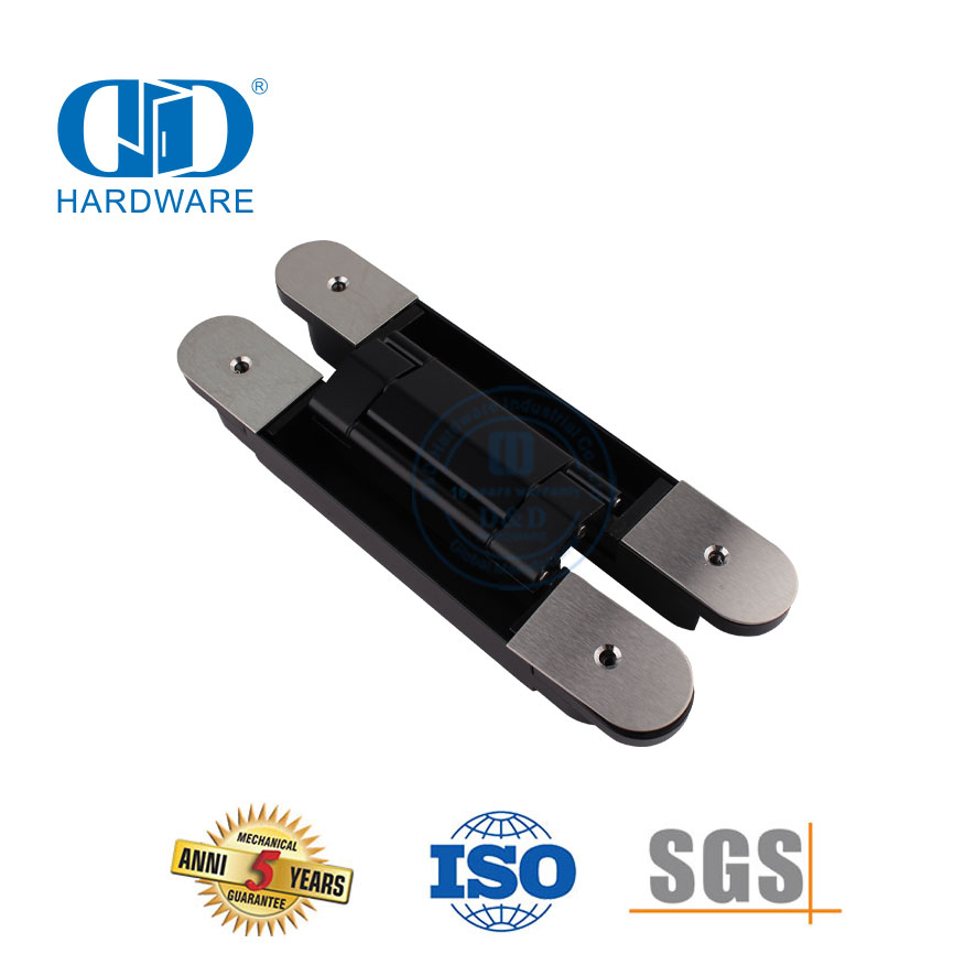 Hochsicheres, verdecktes, unsichtbares 3D-Möbelschrank-Garderobe-Hardware-Zinklegierungs-Doppeltürscharnier mit drehbarem Drehpunkt-DDCH008-G80