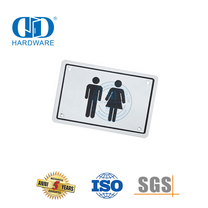 Edelstahl-Schild, quadratisch, Unisex, für öffentliche Waschräume, Badezimmer, Toilette, Türschild, DDSP003