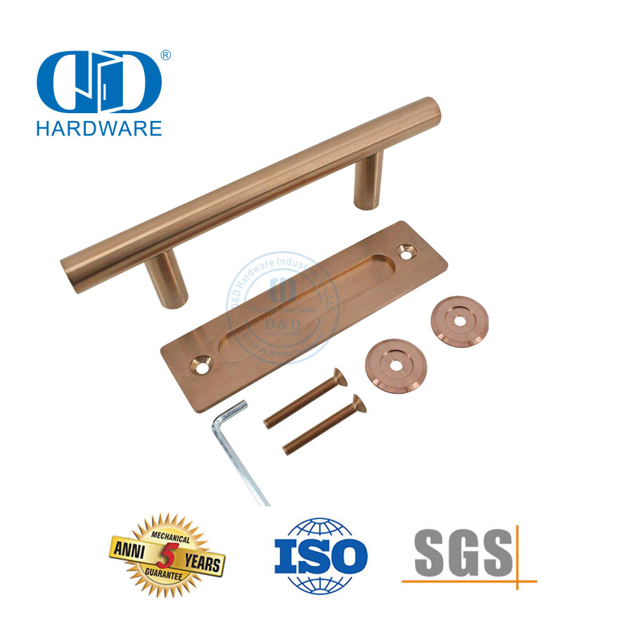 Edelstahl Roségold Doppelseitiger Push-Pull-Scheunentorgriff Möbel-Finger-Pull-Türgriff-DDBD102 SRG