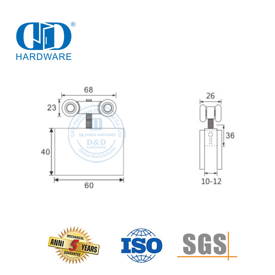 Edelstahl-Türklemme, Schiebetür-Aufhängerolle, Glasmontage-Zubehör-Set für Badezimmer, DDGS162